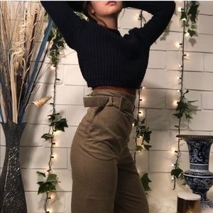 Cropped Knit Ribbed Sweater